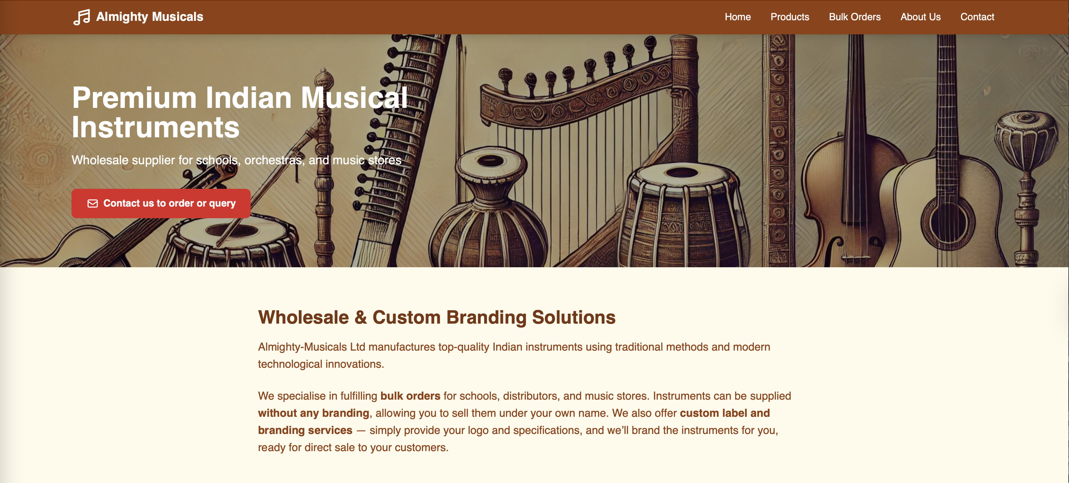 Almighty Musicals homepage screenshot